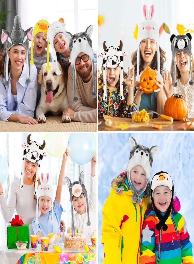 Audaisyly Funny Plush Animal Hat with Ear Flaps, Soft Fleece Hats Cute Bunny Cap for Kids Women Girls Cosplay Party Holiday Gifts (Penguin) - Image 4